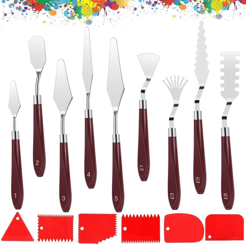 EEEKit 15 PCS Palette Knife Set, Stainless Steel Spatula Palette Knives with Art Paint Scrapers Kit, Oil Painting Spatula for Watercolor, Acrylic Painting - Image 1